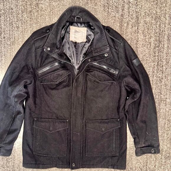 Rocawear Men Vintage Utility Pocket Fleece Bomber Sport Coat Jacket Black Large - Picture 7 of 12